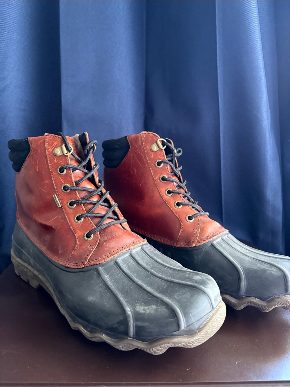 Sperry Brown Leather & Black Rubber Duck Boots